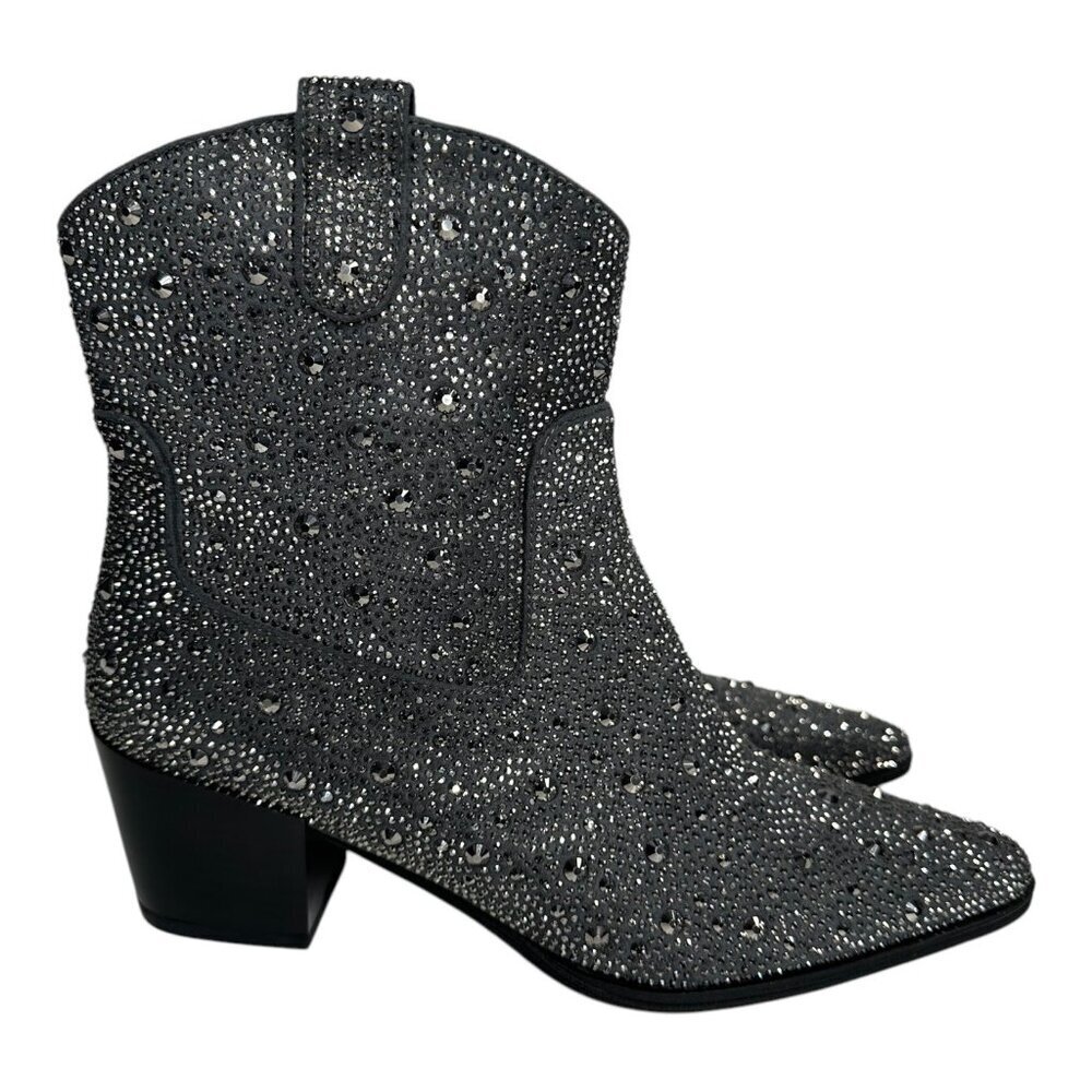 Azalea Wang Women's Black Rhinestones Ankle Boot Sz: 7.5